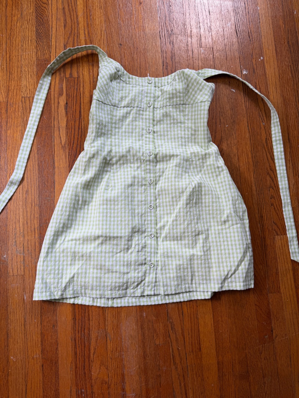 Princess Polly Girls' Light Green Gingham Button-Front Dress